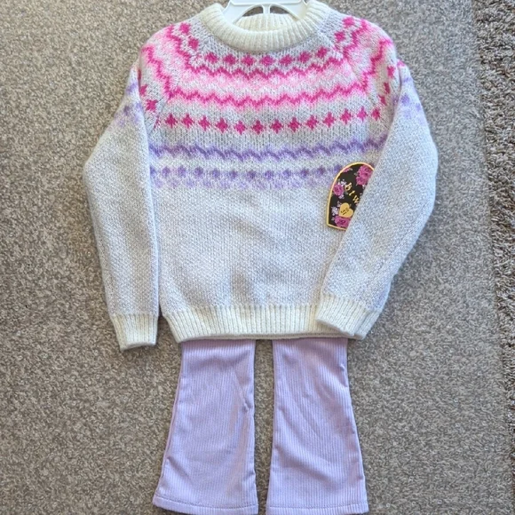btween Cream Sweater with Pink and Purple Pattern - Picture 10 of 10